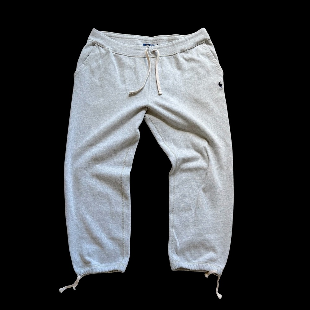 Polo Ralph Lauren XXL Gray Fleece Sweatpants Drawstring Ankle Joggers